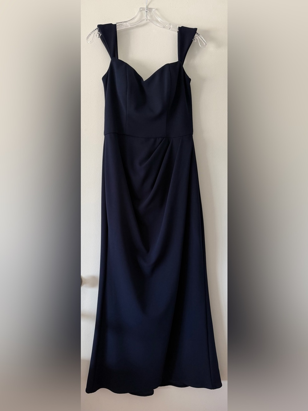 BHLDN Anthropologie Rossi Crepe Maxi Bridesmaid Dress Midnight Navy Blue Size 8